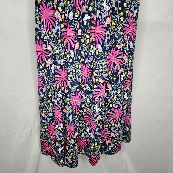 New Boden Amelie Jersey Dress Navy Tropical Charm Floral Bird Butterfly Size 10R - Picture 6 of 15